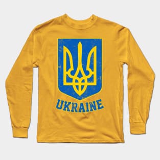 Ukraine // Vintage Faded Style Flag Design Long Sleeve T-Shirt